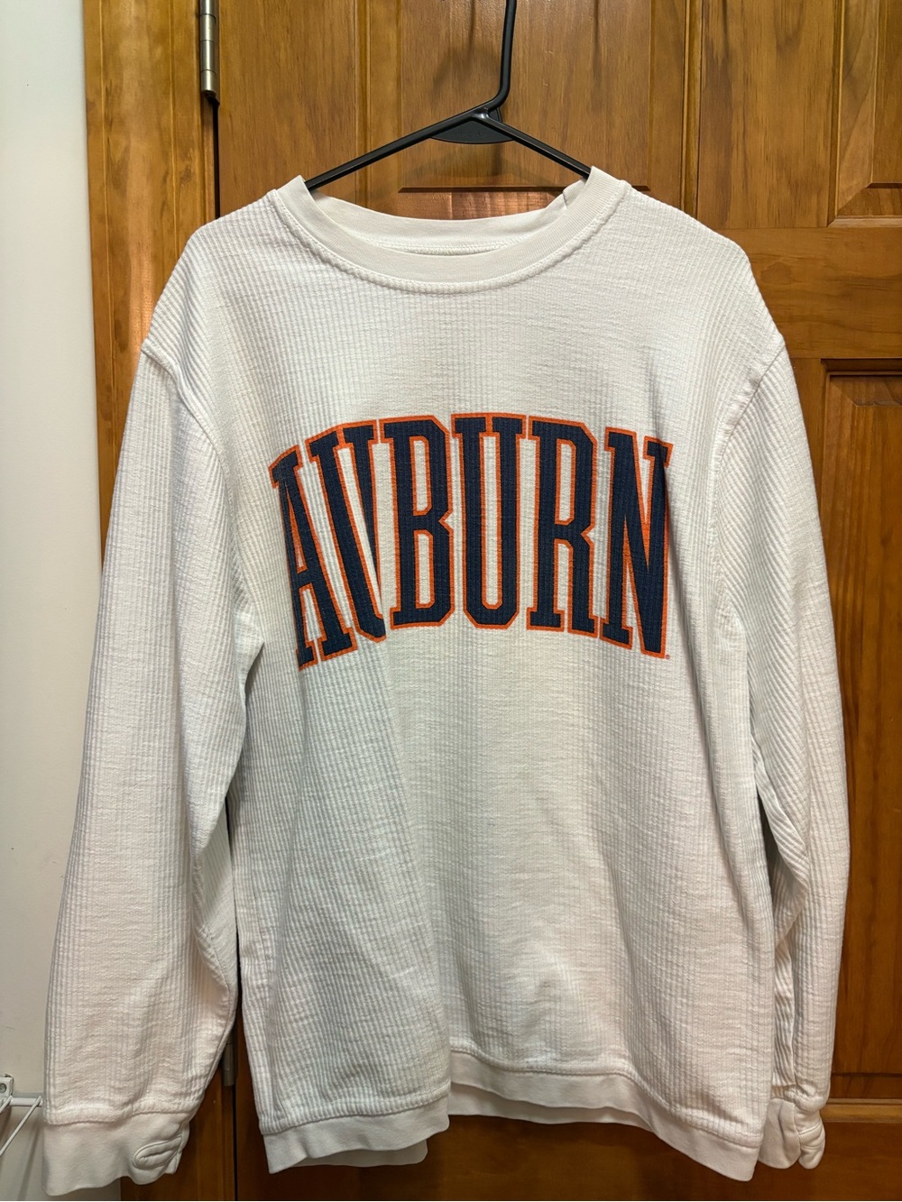 Auburn White Waffle Knit Crewneck Sweater